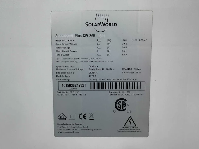 Solar world - set van 120 gebruikte zonnepanelen (totaal vermogen 31.800 wp) - afbeelding 11 van  16