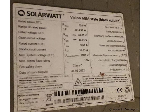 Solarwatt vision 60m style (black edition) zonnepanelen - 1 pallet á 23 stuks - afbeelding 2 van  2