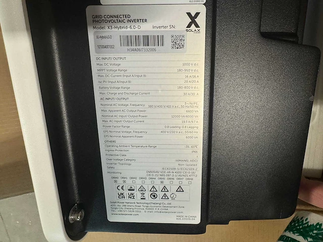 Solax - x3 hybrid g4 6kw hybride omvormer t.b.v. zonnepanelen (3-fase) - afbeelding 6 van  6