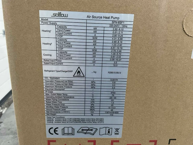 Solflow sfn-6sf1 propaan r290 warmtepomp 6kw ongebruikt - afbeelding 19 van  20