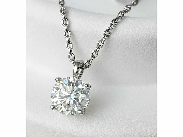 Solitaire 2.0 ct. diamanten hanger aan witgouden ketting - afbeelding 4 van  6
