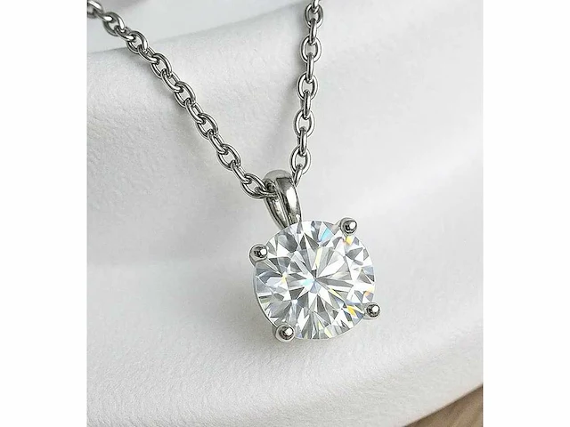 Solitaire 2.0 ct. diamanten hanger aan witgouden ketting - afbeelding 5 van  6
