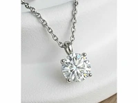 Solitaire 2.0 ct. diamanten hanger aan witgouden ketting - afbeelding 5 van  6