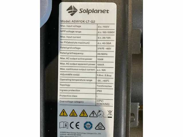 Solplanet asw10k-lt-g2 pro omvormer - afbeelding 3 van  3