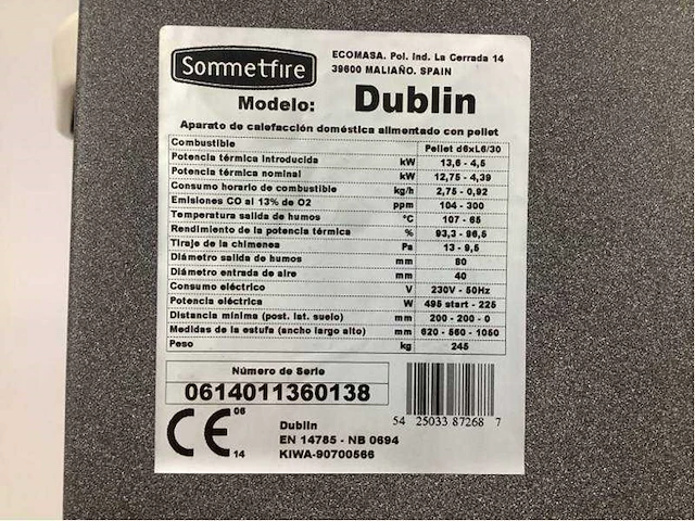 Sommetfire dublin pelletkachel - afbeelding 12 van  13