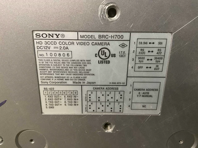 Sony brc-h700 beveiligings camera (2x) - afbeelding 3 van  4