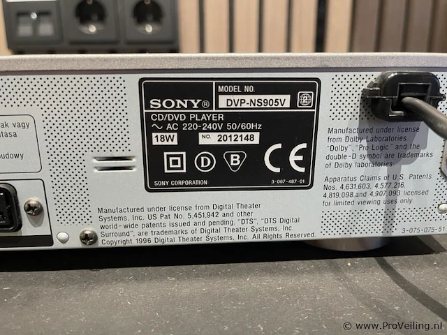 Sony cd/dvd-speler model dvp-ns905v - afbeelding 3 van  3