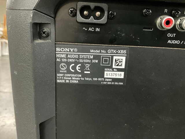 Sony gtk-xb5 home audio system speaker - afbeelding 7 van  8
