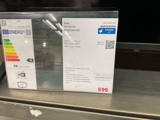 Sony kd43x75wlpaep televisie - afbeelding 3 van  4