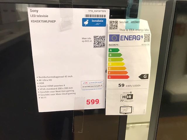 Sony kd43x75wlpaep televisie - afbeelding 3 van  4