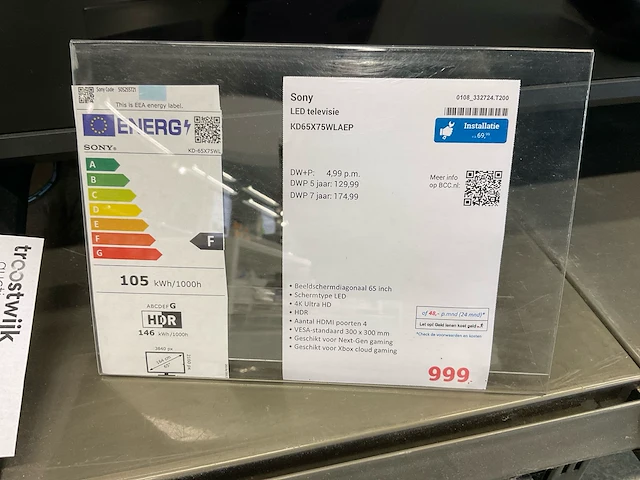 Sony kd65x75wlaep televisie - afbeelding 3 van  5