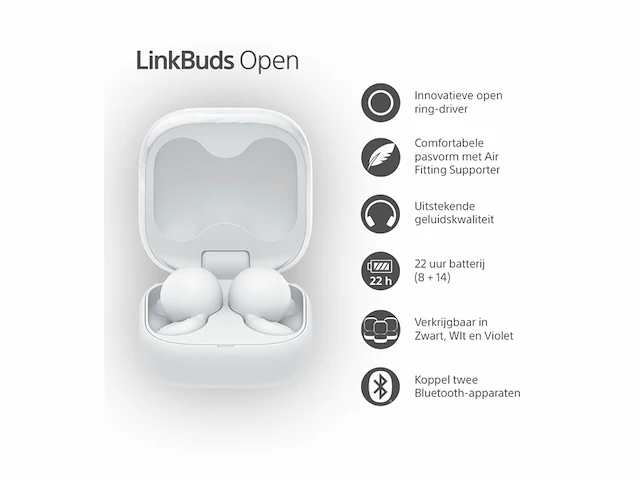 Sony linkbuds open draadloze oordopjes - wit - afbeelding 2 van  4