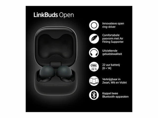 Sony linkbuds open draadloze oordopjes zwart - afbeelding 2 van  6