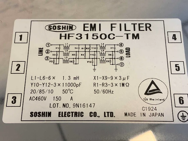 Soshin electric hf3150-tm emi filter - afbeelding 6 van  6