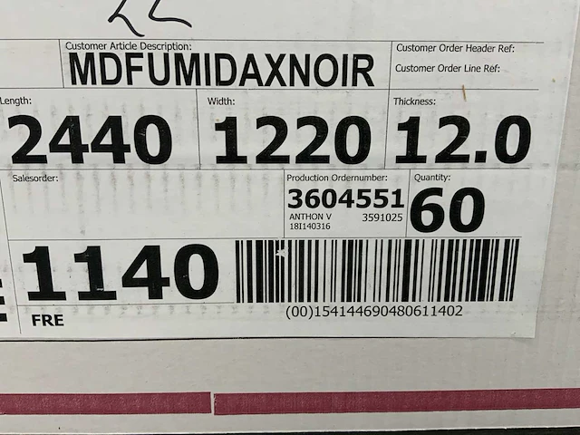 Spanolux - mdf umidax noir plaat 2440x1220x12mm (60x) - afbeelding 7 van  7