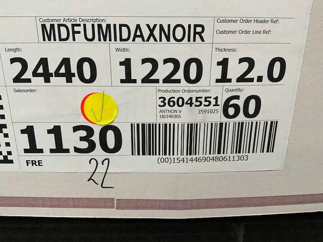 Spanolux - mdf umidax noir plaat 2440x1220x12mm (60x) - afbeelding 7 van  7