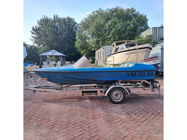 Speedboot met trailer en buitenboordmotor, vega, 405, blauw - afbeelding 12 van  28
