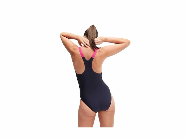 Speedo hyperboom splice racerback marine/roze sportbadpak maat 38 - afbeelding 2 van  4