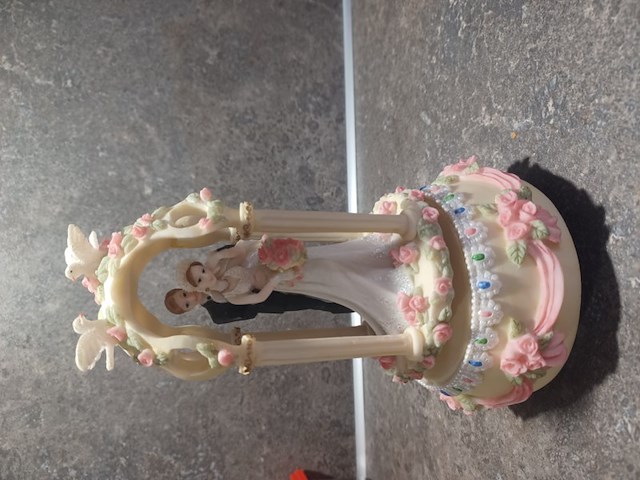 Speeldoos bruidspaar 21 x 10 cm aantal 1 stuks. - afbeelding 2 van  3