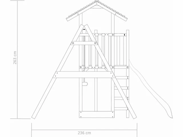 Speelhuis met glijbaan en schommel 407x236x263 cm - afbeelding 3 van  4