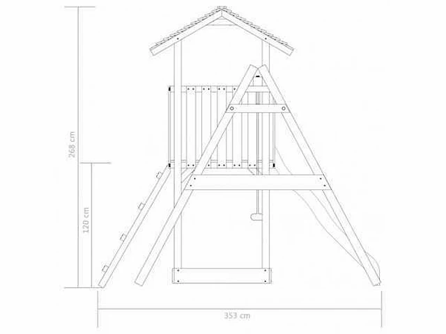 Speelhuis met glijbaan en schommels 235x385x240 cm - afbeelding 3 van  6