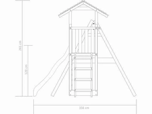 Speelhuis met trap, glijbaan en schommels - 235x535x268 cm - afbeelding 4 van  5
