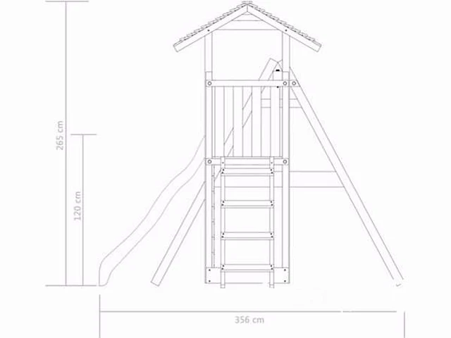 Speelhuis met trap, glijbaan en schommels 235x535x268 cm - afbeelding 4 van  5