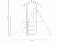 Speelhuis met trap, glijbaan en schommels 235x535x268 cm - afbeelding 4 van  5