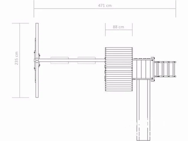 Speelhuis met trap, glijbaan en schommels 235x535x268 cm - afbeelding 5 van  5