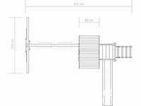 Speelhuis met trap, glijbaan en schommels 235x535x268 cm - afbeelding 5 van  5
