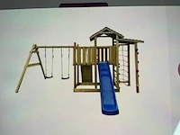 Speeltoestel met glijbaan en schommels 353x390x268 cm - afbeelding 3 van  5