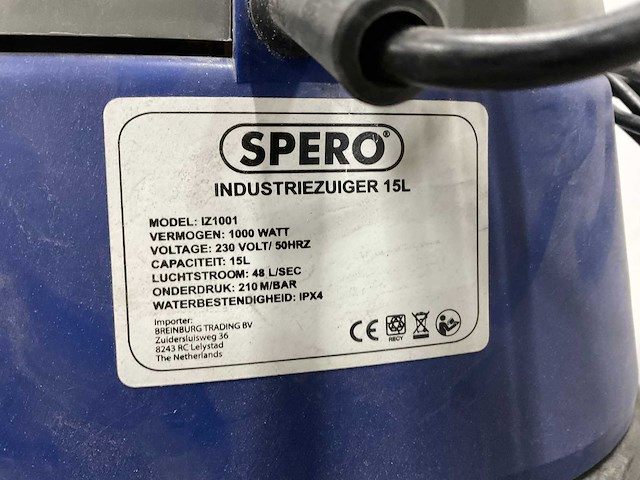 Spero - iz1001 - industriële stofzuiger - afbeelding 3 van  3