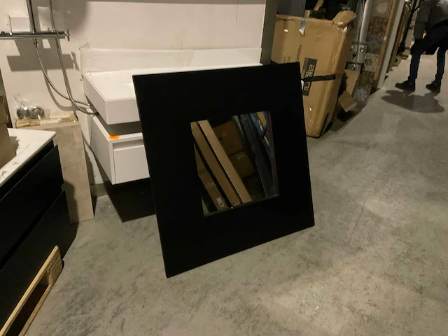 Spiegel antic black mate ca 100x100x5 cm - afbeelding 8 van  8