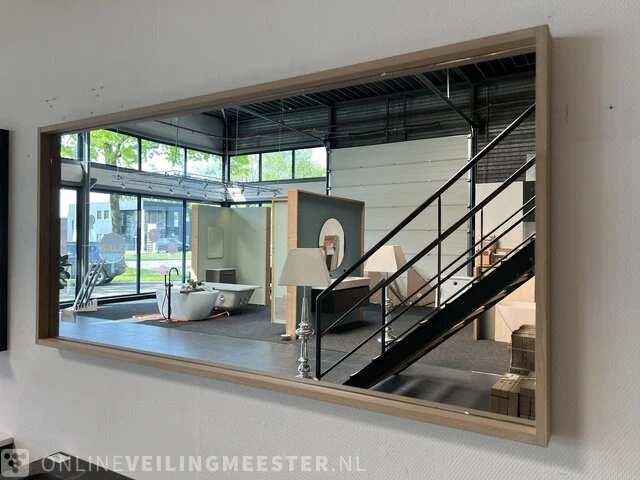 Spiegel met houten lijst, licht eiken - afbeelding 2 van  3