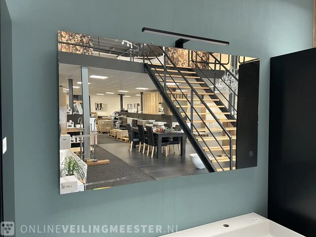 Spiegel met opbouwverlichting matzwart - afbeelding 1 van  3