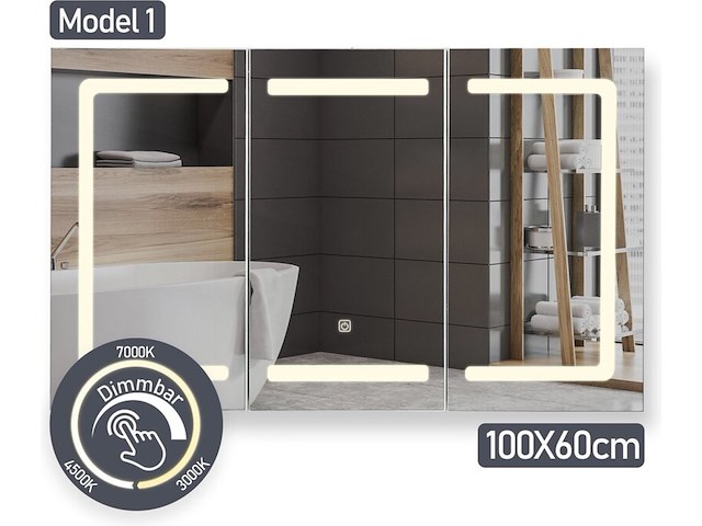 Spiegelkast 100x60x13 cm met led verlichting aqua marin, spschk01 - afbeelding 1 van  5