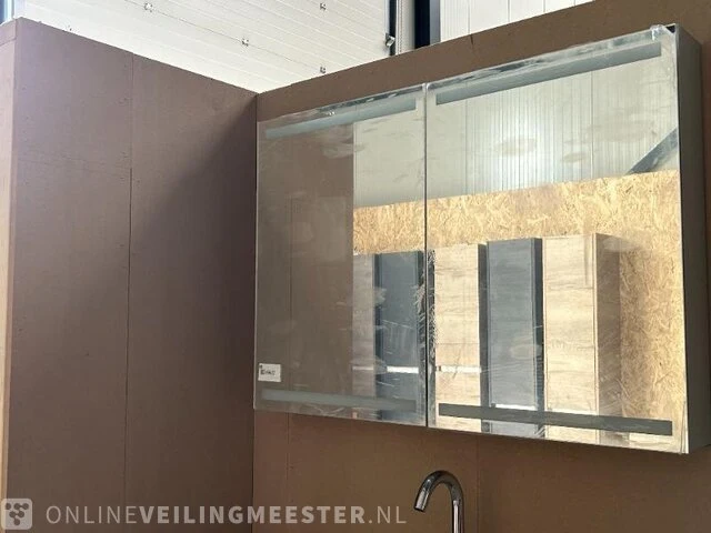 Spiegelkast alu - universeel incl. verlichting hr badmeubelen, spiegelkast, alu grijs - afbeelding 1 van  3