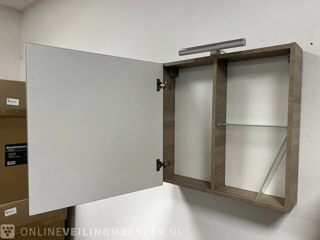 Spiegelkast incl verlichting hr, zilver eiken - afbeelding 5 van  6