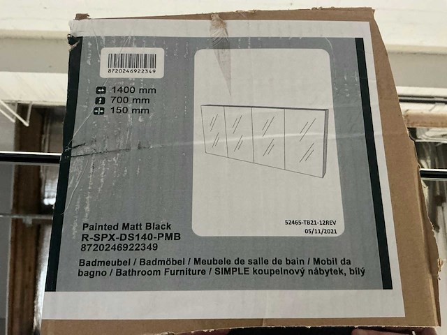 Spiegelkast painted matt black 140 cm - afbeelding 3 van  7