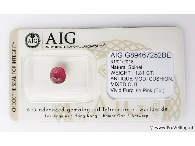 Spinel 1.81ct aig certified - afbeelding 5 van  8
