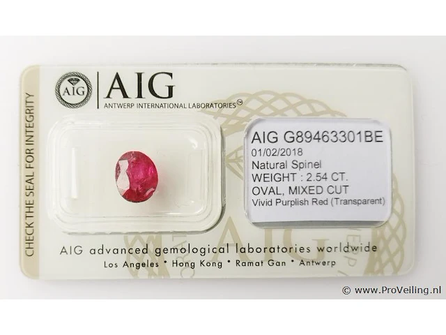 Spinel 2.54ct aig certified - afbeelding 5 van  8