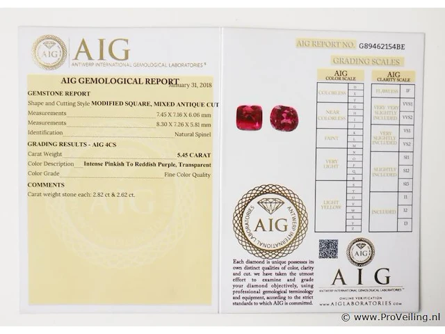Spinel 5.45ct aig certified - afbeelding 7 van  8