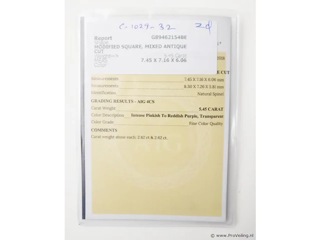 Spinel 5.45ct aig certified - afbeelding 8 van  8