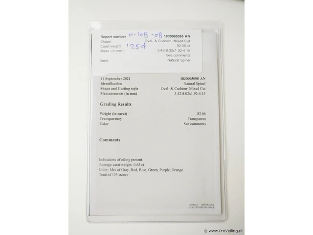 Spinel 82.06ct gra certified - afbeelding 7 van  8