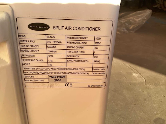 Split air conditioner - qr-12-yk - buiten unit airco - afbeelding 6 van  7