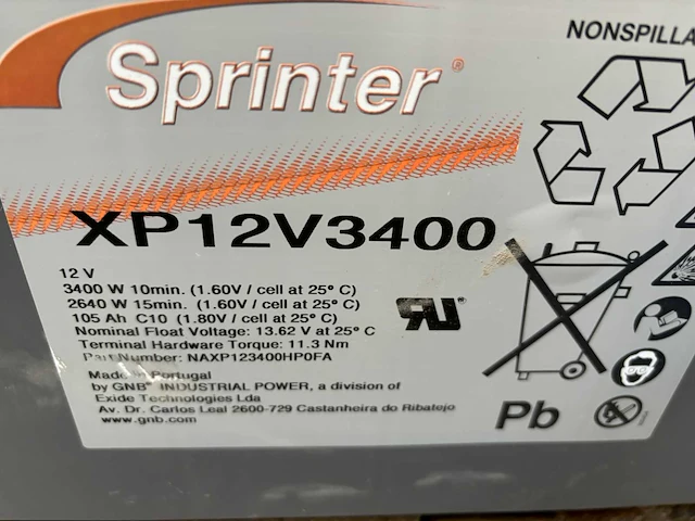 Sprinter xp12v3400 accu (4x) - afbeelding 2 van  6