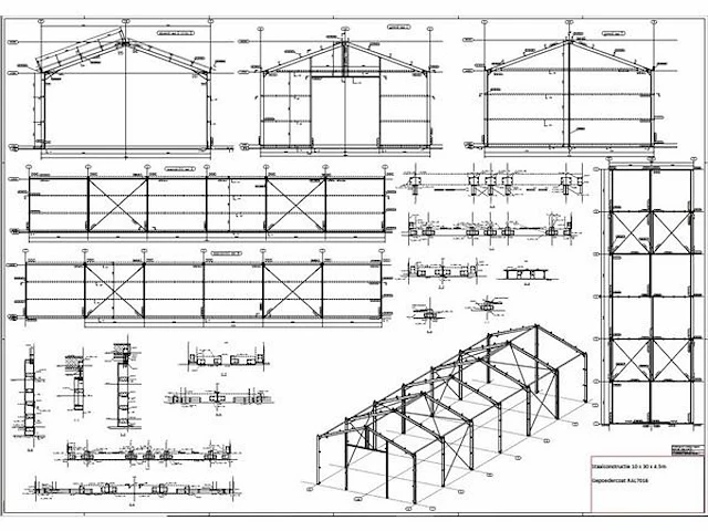 Staalconstructie 10 x 30 meter (300m2) - afbeelding 10 van  16
