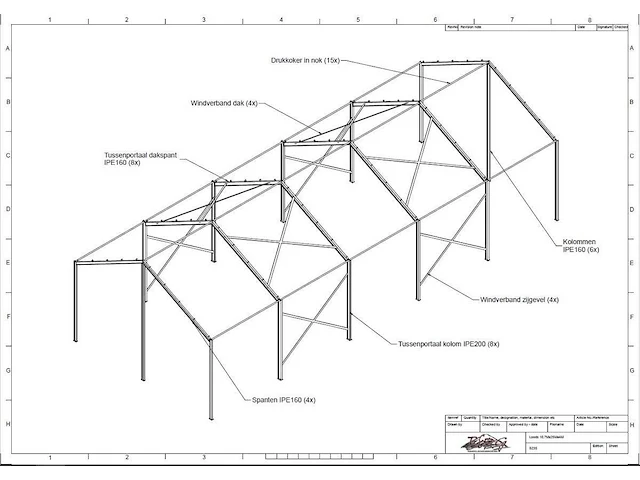 Staalconstructie 10.70 x 25.00 meter (268m2) - afbeelding 7 van  13