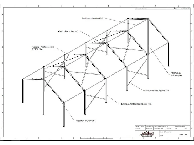 Staalconstructie 10.70 x 25.00 meter (268m2) - afbeelding 7 van  13