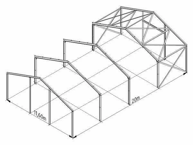 Staalconstructie 11,6x20 meter (ca. 232 m2) - afbeelding 2 van  6